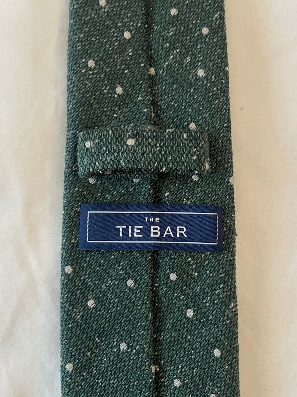 The Tie Bar Dark Green Wool Tie with White Dots - Picture 2 of 7